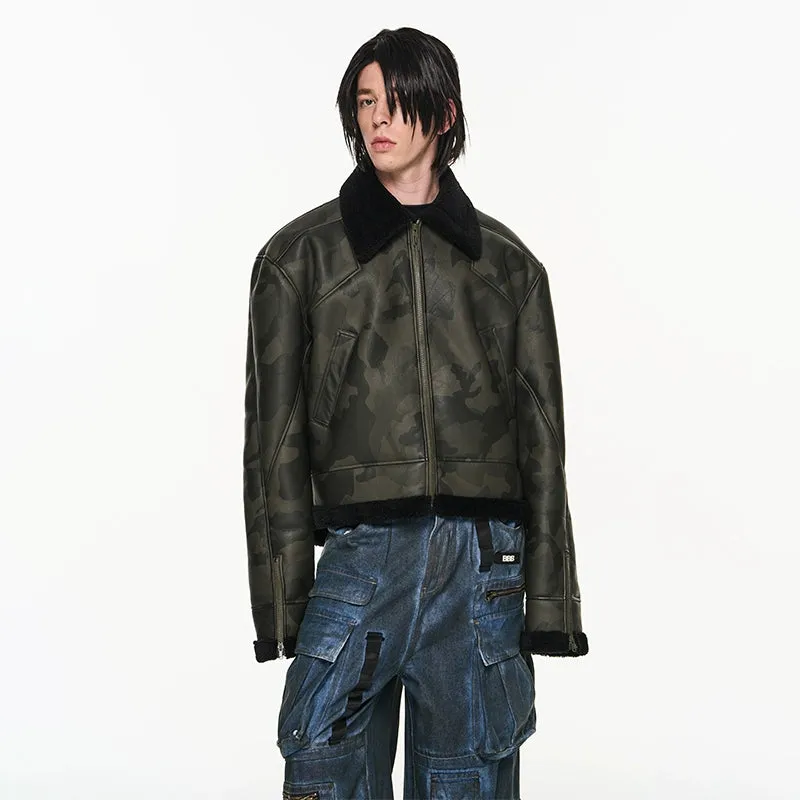 Camouflage Fur Collar Bomber Jacket