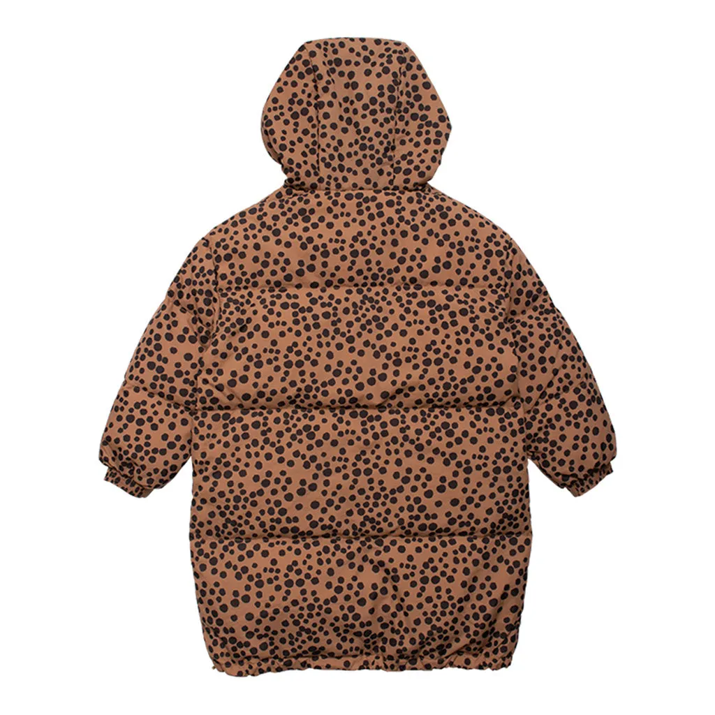 Coat Long Down Animaux Tan Black