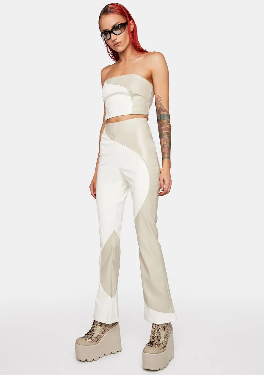 Color Block Vegan Leather Pants