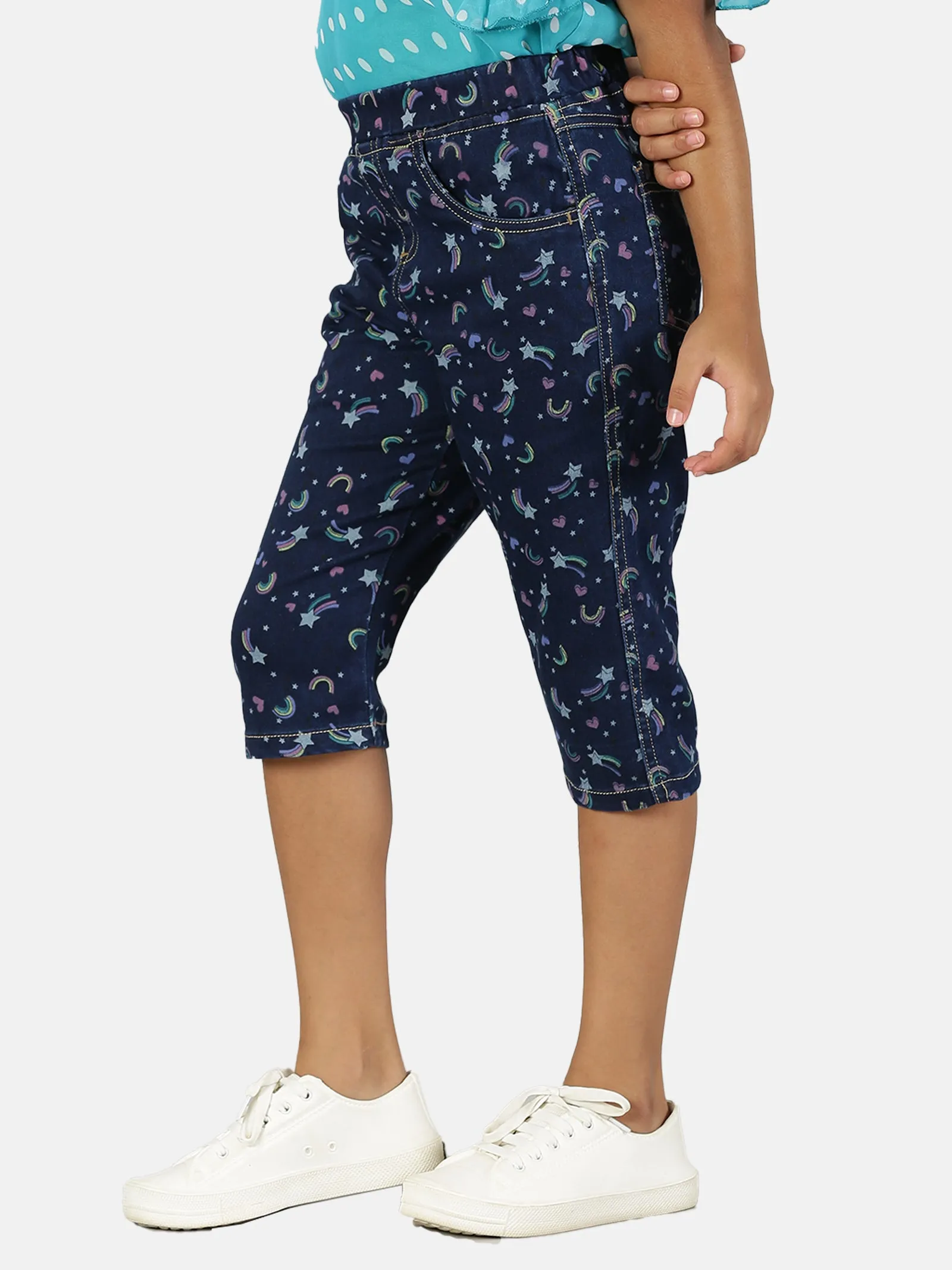 Girls Denim Capri Jeggings