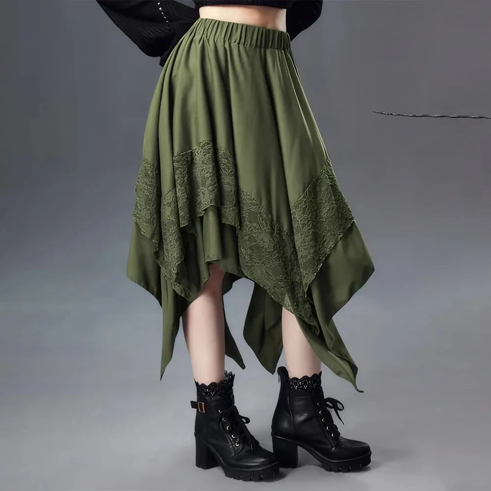 Green Asymmetrical Steampunk skirt