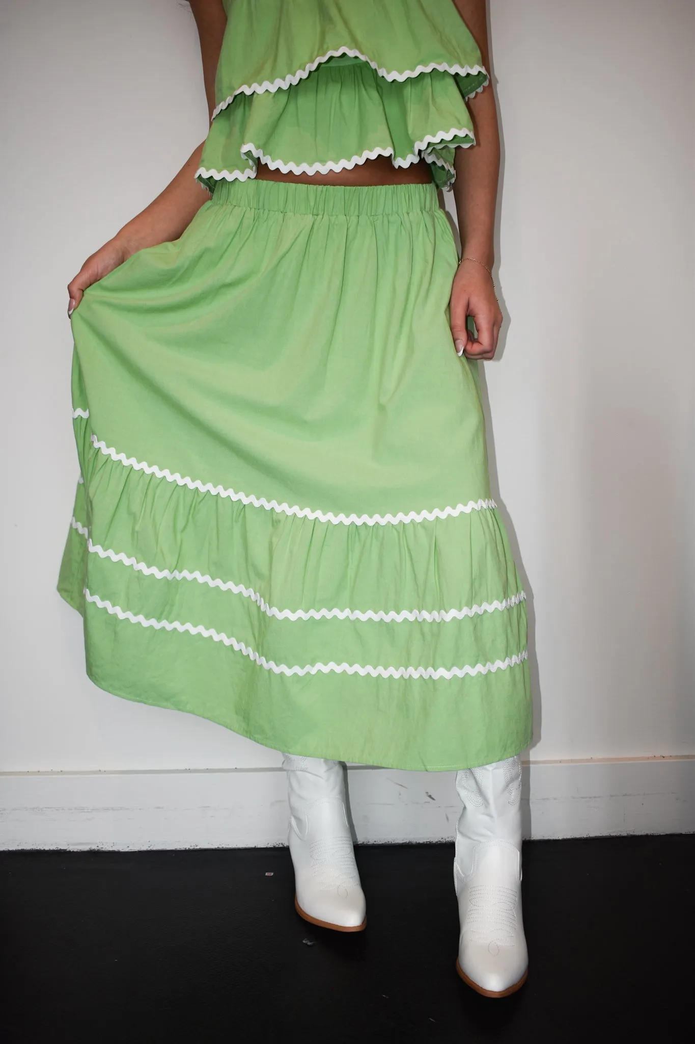 Lime Ric Rac Midi Skirt