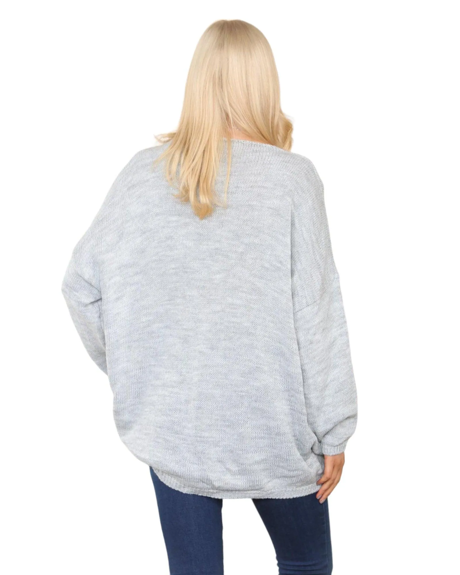 Oversized  Long Sleeve Floral Print  Knitted Jumper Top