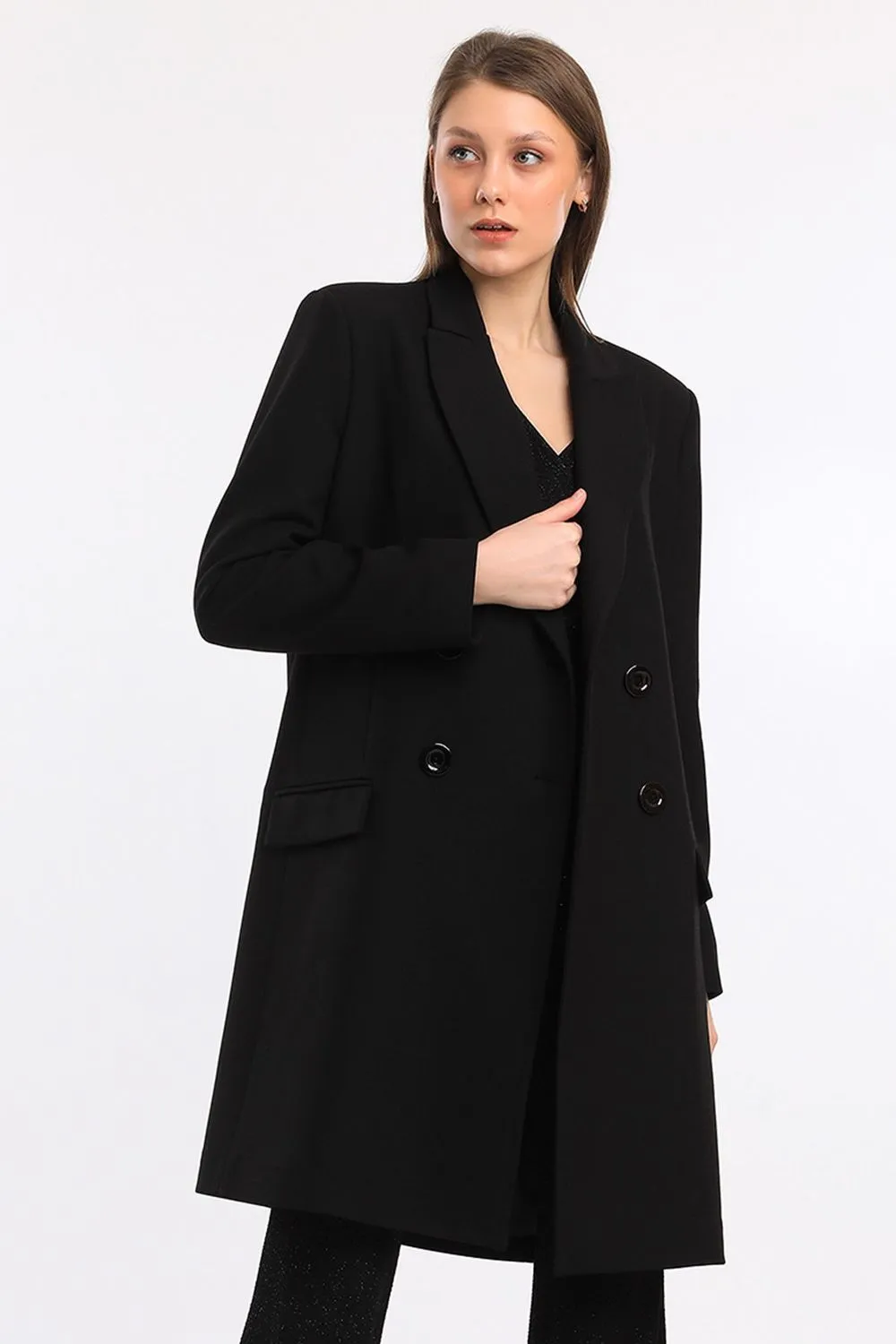 SNS Sense Black Lined Long Trench Coat - Hemel Hempstead