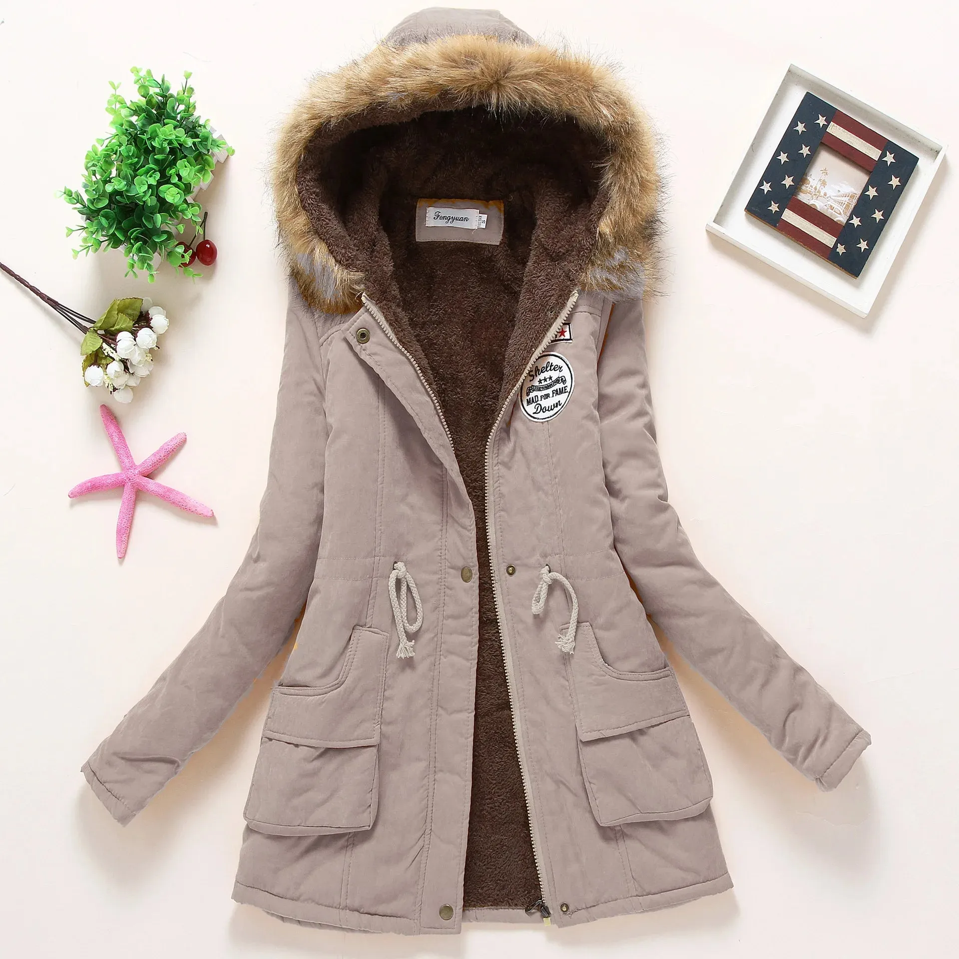 Women's Hooded Parka Jacket: Thick Warm Cotton-Padded Coat for Spring, Autumn & Winter | Casual Slim Fit (3XL) - Warm Gift for Her