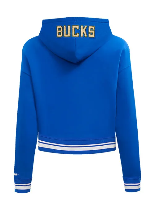 Women's Pro Standard 2024-25 City Edition Wordmark Milwaukee Bucks Cropped Hooded Sweatshirt